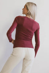 Tatiana Scoop Neck Top In Burgundy - Final Sale