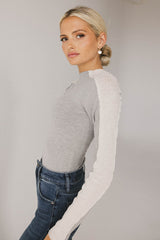 Cleo Ribbed Top In Grey - Final Sale
