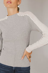 Cleo Ribbed Top In Grey - Final Sale