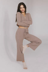 Evelise Ribbed Pants in Mocha - FINAL SALE