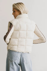 Bellese Quilted Puffer Vest In Bone - Final Sale