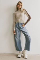 Cleo Ribbed Top In Bone - Final Sale
