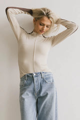 Cleo Ribbed Top In Bone - Final Sale