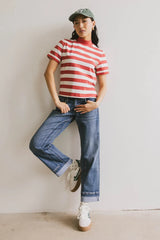 Grenna Striped Top In Red - Final Sale