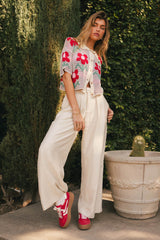 Quinlen Wide Leg Pants In Natural - Final Sale