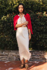 Julia Ribbed Cardigan In Red - Final Sale