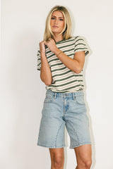 Kelly Striped Tee in Jade - FINAL SALE