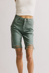 Marlene Denim Shorts in Teal - FINAL SALE