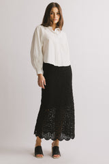 Nanet Crocheted Maxi Skirt In Black - Final Sale