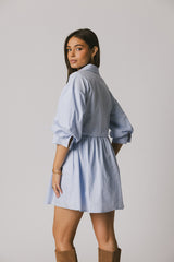 Oliver Collared Mini Dress In Blue - Final Sale