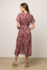 Mary Anne Floral Midi Dress In Brown - Final Sale