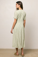 Kade Floral Midi Dress In Sage - Final Sale