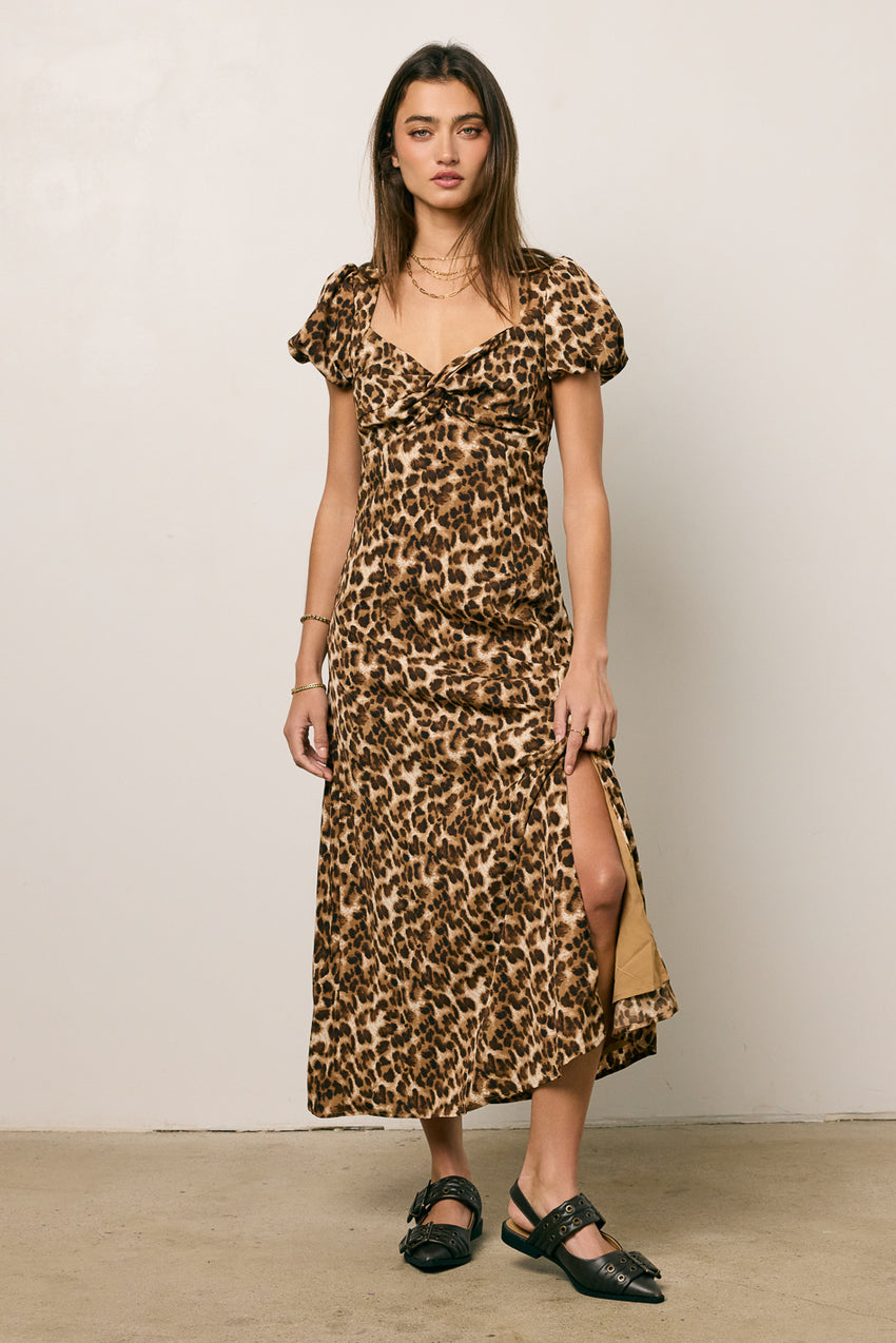 Meradith Leopard Print Midi Dress - Final Sale