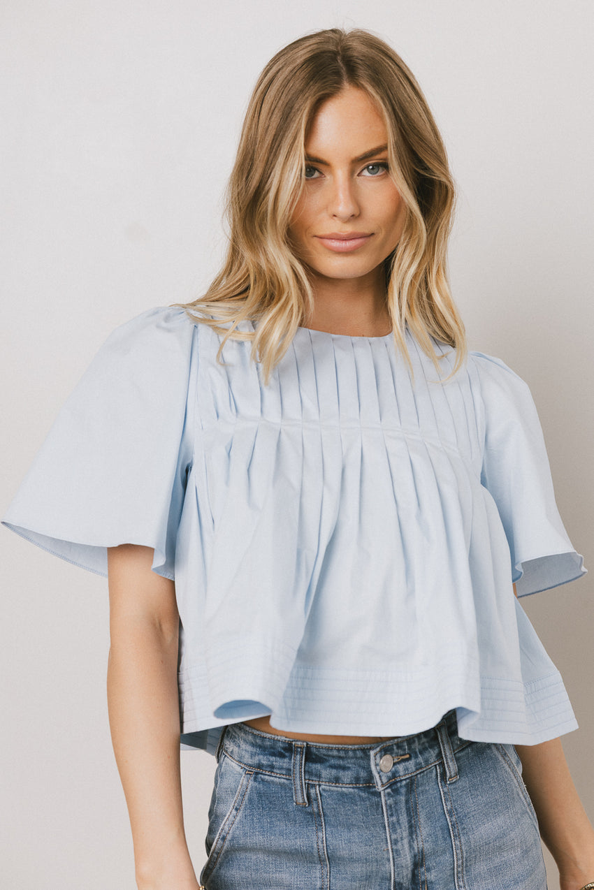Isha Pleated Top In Blue - Final Sale