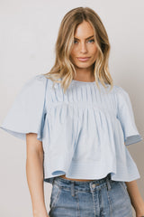 Isha Pleated Top In Blue - Final Sale