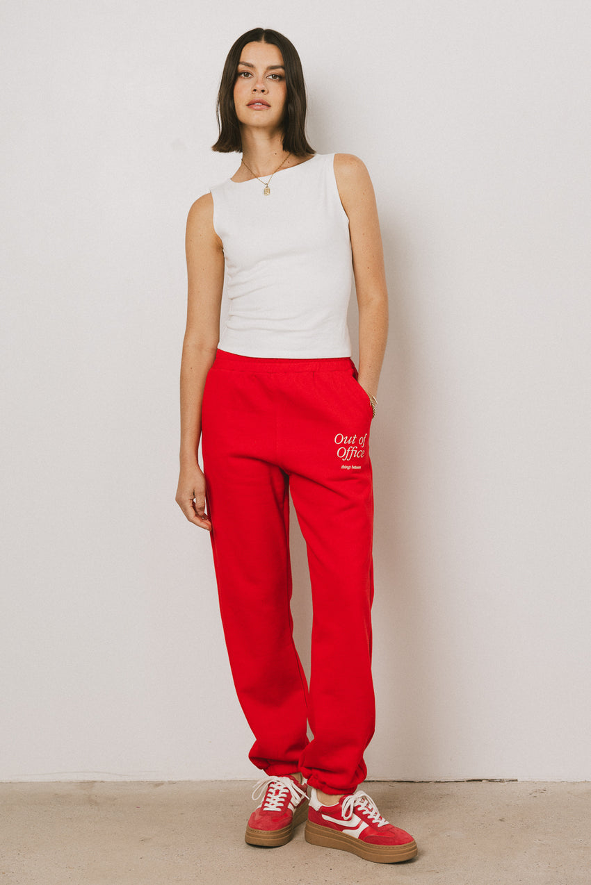 Out Of Office Sweatpants in Red - FINAL SALE
