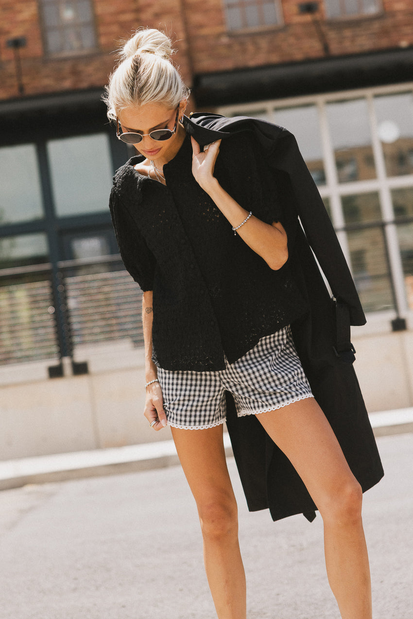 Lyla Collared Lace Top in Black - FINAL SALE