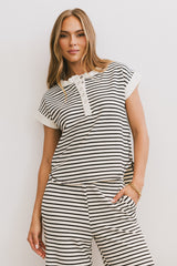 Zia Striped Top In Black - Final Sale