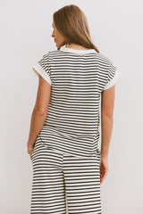 Zia Striped Top In Black - Final Sale
