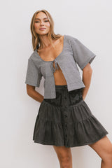 Ember Gingham Top In Black - Final Sale