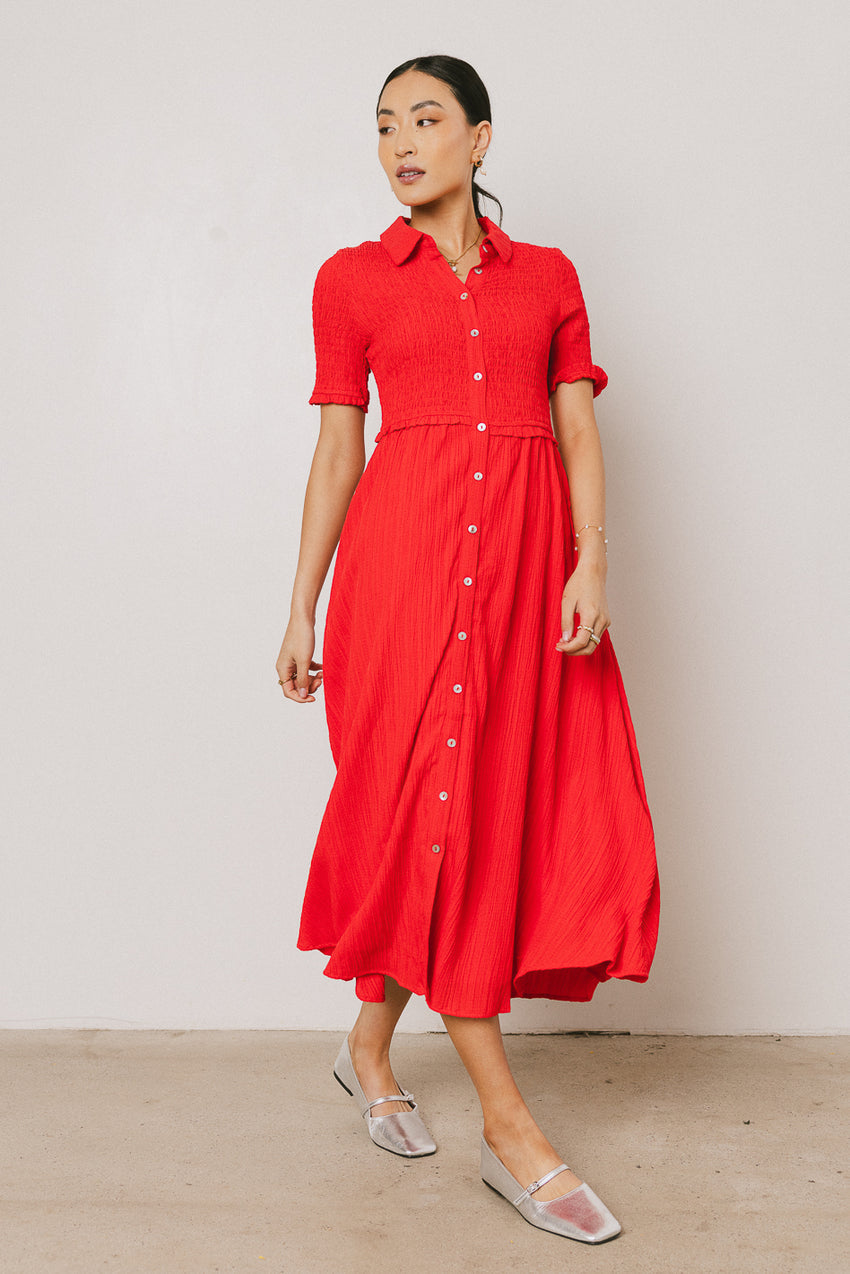 Nicole Smocked Maxi Dress in Red - FINAL SALE