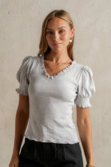 Violet Knit Top In Heather Grey - Final Sale