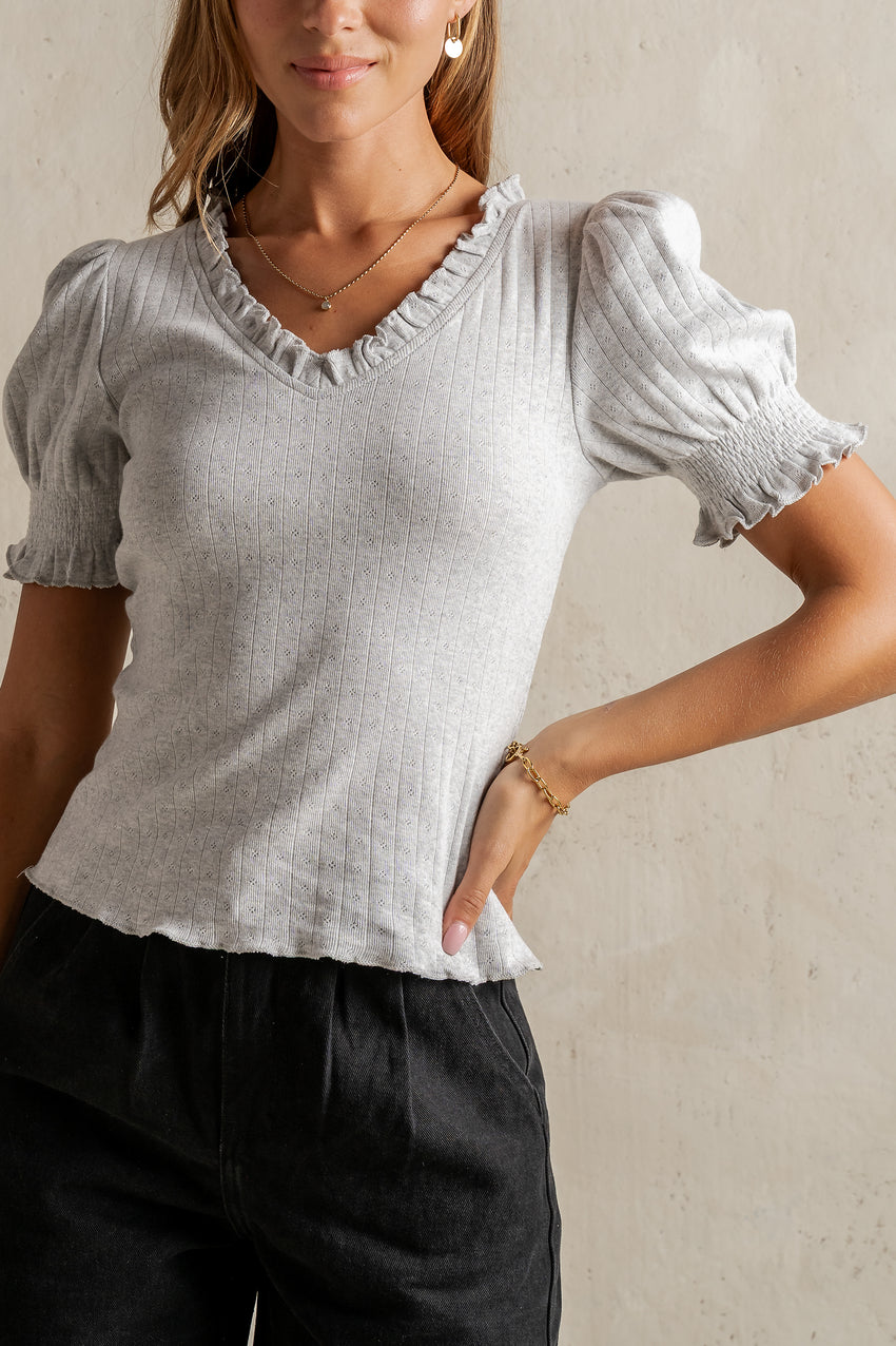 Violet Knit Top In Heather Grey - Final Sale