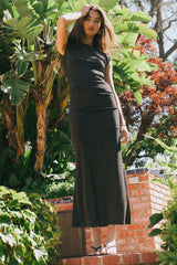 Norah Polka Dot Maxi Skirt In Black - Final Sale