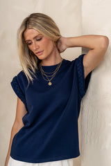Tessa Knit Top In Navy - Final Sale
