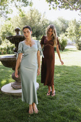 Amanda Lace Trim Maxi Dress In Light Sage - Final Sale