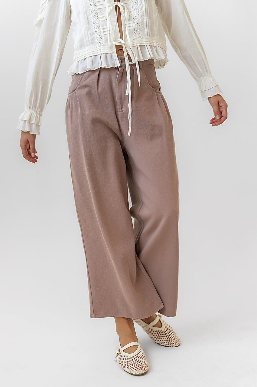 Casey Cropped Wide Leg Pants In Mauve - Final Sale