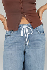 Eva Drawstring Wide Leg Jeans - Final Sale