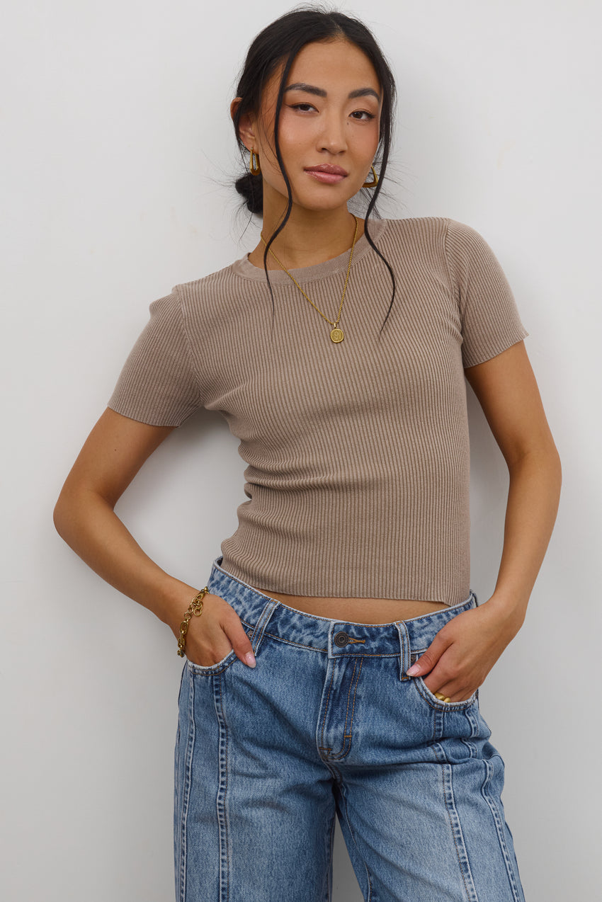 Rome Ribbed Top in Mocha - FINAL SALE