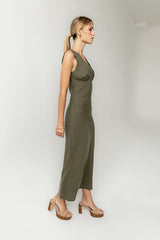 Hailey Lace Trim Maxi Dress In Olive - Final Sale