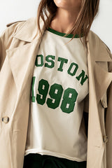 Boston Oversized Graphic Tee In Green - Final Sale