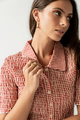 Connie Gingham Blouse In Red - Final Sale