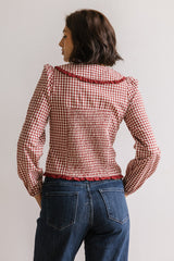 Brenna Gingham Blouse In Burgundy - Final Sale