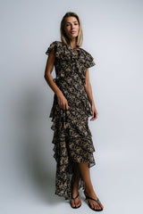 James Ruffle Maxi Dress in Black - FINAL SALE