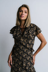 James Ruffle Maxi Dress In Black - Final Sale