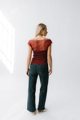 Tracy Mixed Media Top In Burgundy