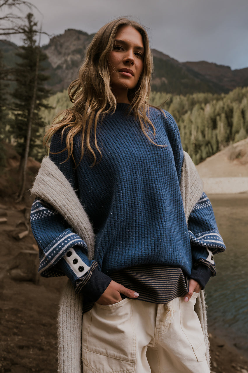 Jayda Oversized Sweater In Blue - Final Sale