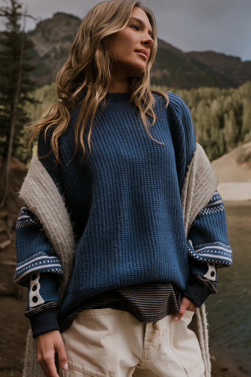 Jayda Oversized Sweater in Blue - FINAL SALE