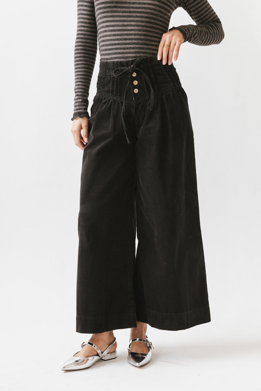 Barkley Corduroy Wide Leg Pants in Charcoal - FINAL SALE