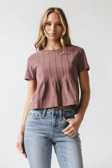 Cattelain Pleated Top in Plum - FINAL SALE