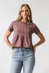 Cattelain Pleated Top In Plum - Final Sale