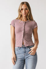 Trisha Striped Top In Red - Final Sale