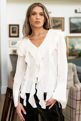 Renae Sheer Ruffle Blouse - Final Sale