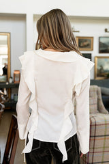 Renae Sheer Ruffle Blouse - Final Sale