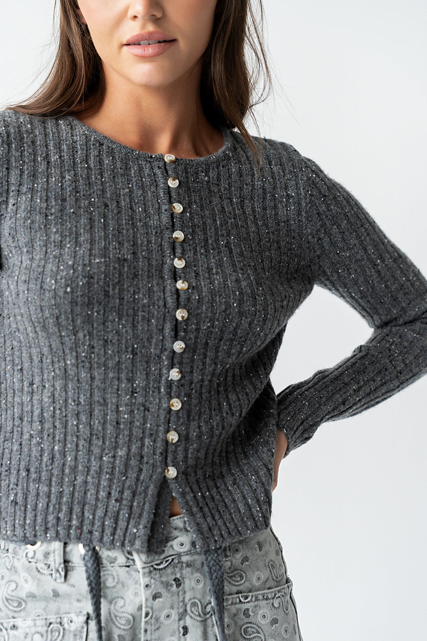 Hellen Knit Cardigan in Charcoal - FINAL SALE