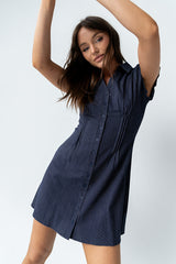 Lockie Pinstripe Mini Dress In Navy
